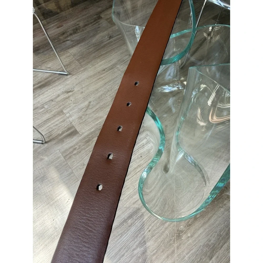 Torino Italian Embossed Calf Leather Belt Brown Cognac Size 40 Made in USA 1.5